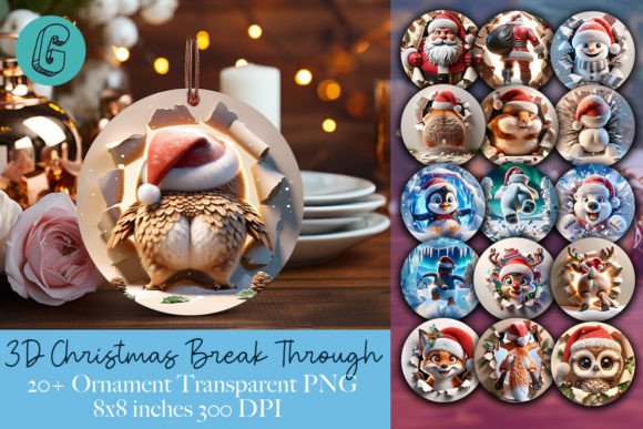 3D 2 Sided Christmas Ornament Bundle: Premium Illustrations for Local Brands