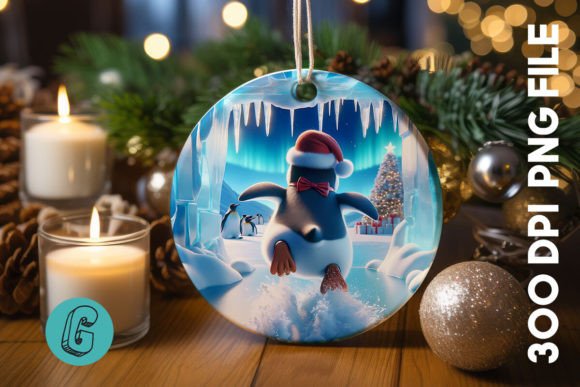 3D Penguin Christmas Ornament Back 07 Illustrations