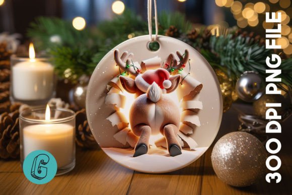 3D Reindeer Christmas Ornament Back 05: A Designer's Review of Festive Illustrations