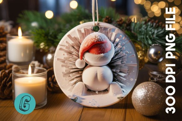 3D Snowman Christmas Ornament Back 13