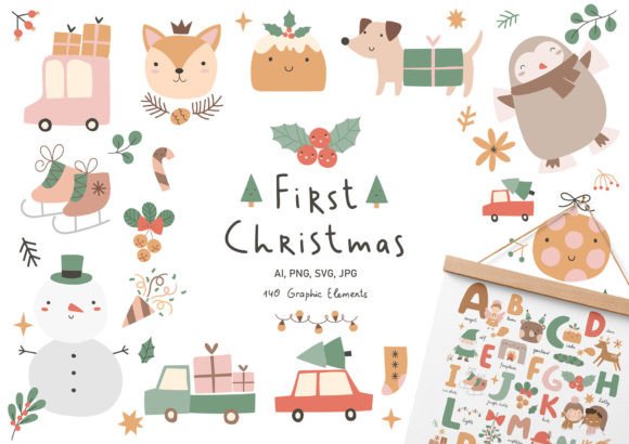Boho Baby Christmas Illustration for Real Crafts