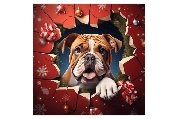 Christmas English Bulldog Broken Wall 1 Illustrations Review