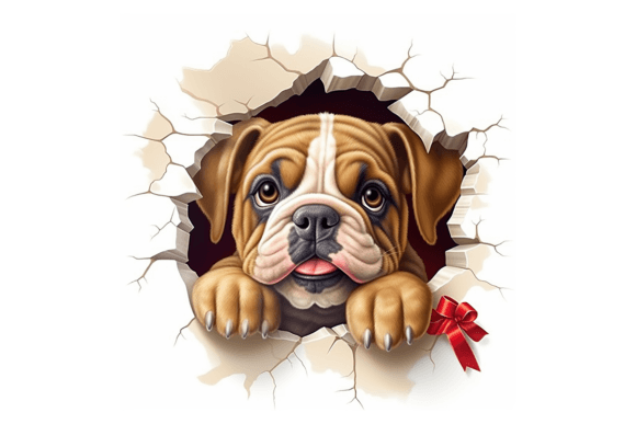 Christmas English Bulldog Broken Wall 3 Illustrations Review