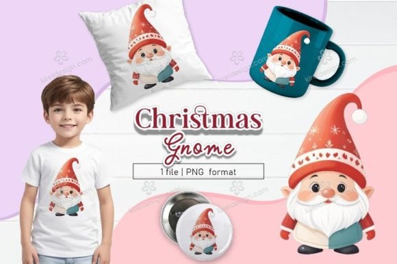Christmas Gnome Sublimation Clipart_03 Review for Illustrations