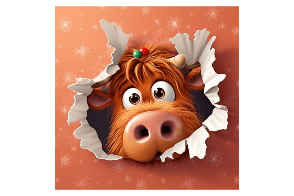 Christmas Highland Cow Broken Wall 1: A Designer's Review of Seasonal Illustrations