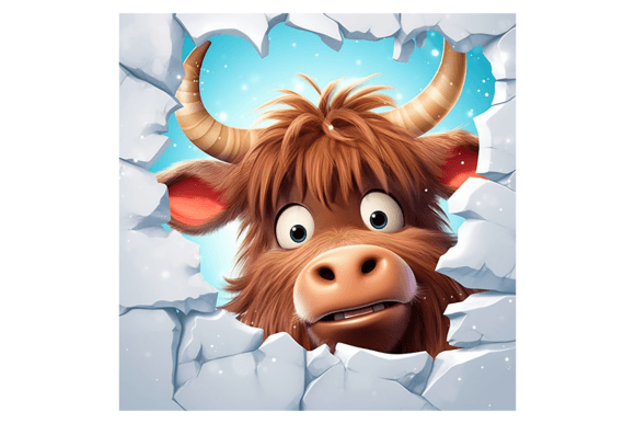 Christmas Highland Cow Broken Wall 2: Festive Illustrations for Local Brands