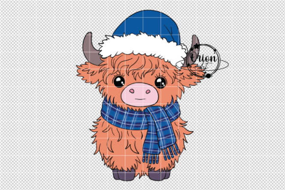 Christmas Highland Cow Clipart PNG for Illustrations