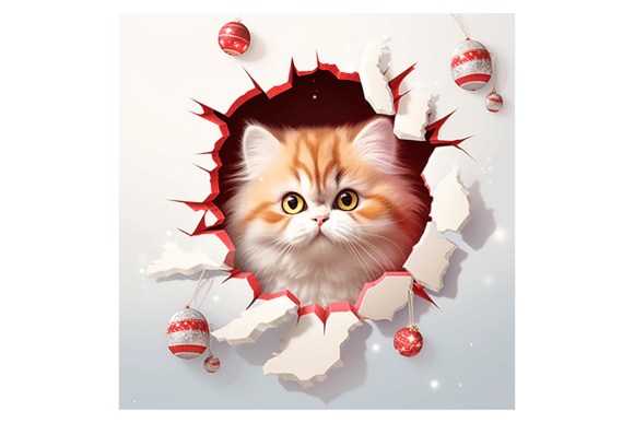 Christmas Persian Cat Broken Wall 3 for Modern Illustrations