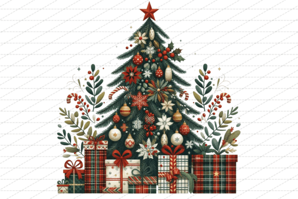 Christmas Plaid Trees PNG Sublimation for Brand Illustrations