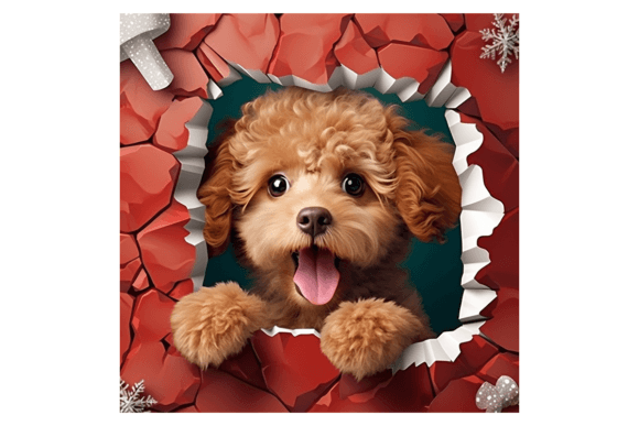 Christmas Poodle Broken Wall 2: Festive Illustrations for Local Brands