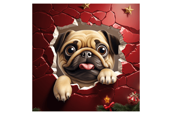 Christmas Pug Broken Wall 2: Festive Illustrations for Local Brands