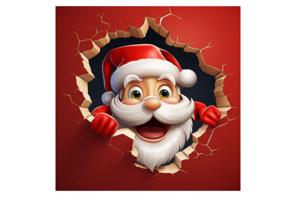 Christmas Santa Claus Broken Wall 2: Festive Illustrations for Local Brands