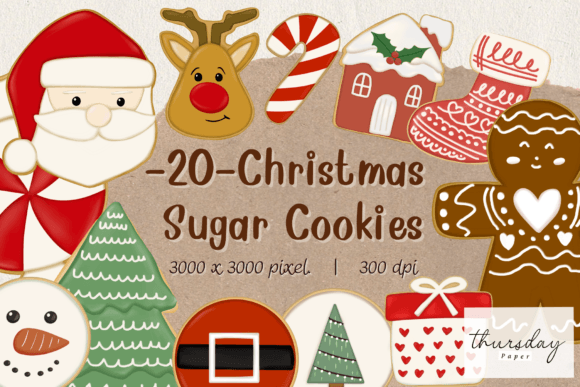 Christmas Sugar Cookies Clipart for Modern Illustrations