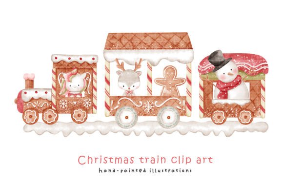 Christmas Train Watercolor Clip Art: Festive Illustrations for Crafters