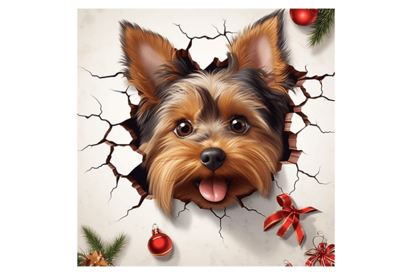 Christmas Yorkshire Terrier Broken Wall 1: A Designer's Review of Seasonal Illustrations