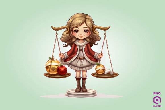 Cute Chibi Christmas Libra Clipart for Illustrations