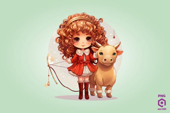 Cute Chibi Christmas Sagittarius Clipart for Illustrations
