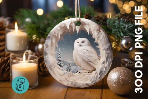 Cute Owl Christmas Ornament PNG 01 for Seasonal Illustrations