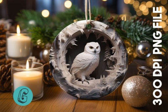 Cute Owl Christmas Ornament PNG 04 for Illustrations