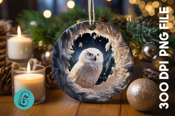 Cute Owl Christmas Ornament PNG 10 for Illustrations