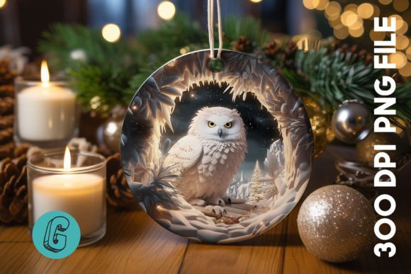Cute Owl Christmas Ornament PNG 14: Festive Illustrations for Crafters