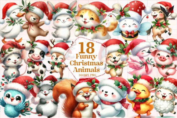 Funny Christmas Animals Clipart PNG Review
