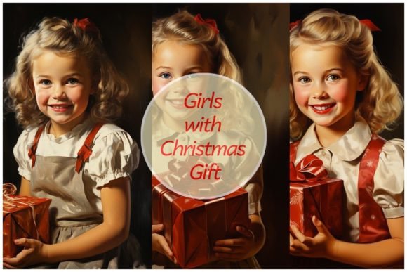 Girls with Christmas Gift - Vintage Card Illustrations Review