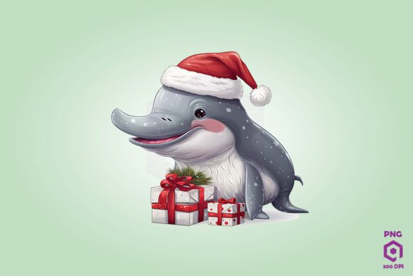 Gray Whale with Christmas Gifts: A Seller's Review of This Illustrations Asset