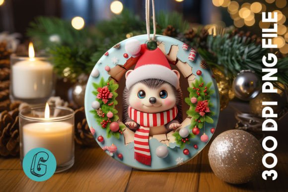 Hedgehog Christmas Ornament Front 14: A Crafter's Review of Festive Illustrations