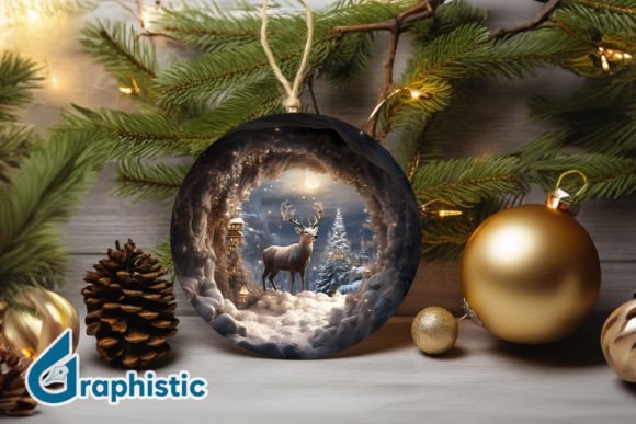 Reindeer Christmas Ornament PNG 13 for Illustrations
