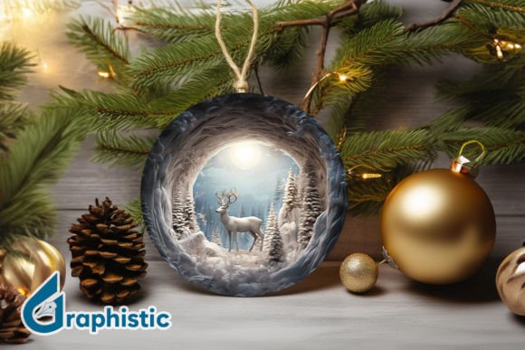Reindeer Christmas Ornament PNG 17 for Modern Illustrations